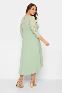 YOURS LONDON - Robe Verte Pastel Midi Encolure & Manches Dentelle -GrandeTendance Boutique a5adb5a8 03fb 42 162213 C