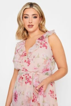 YOURS LONDON - Robe Midi Rose Floral Coupe Volantée -GrandeTendance Boutique a6672411 8303 42 162054 D