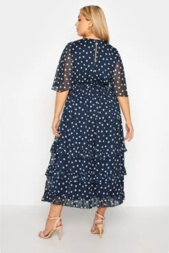 YOURS LONDON - Robe Maxi Bleue Marine à Pois Volantée -GrandeTendance Boutique a71da4bd ebf2 4c 161144 C