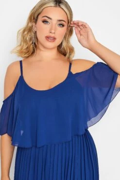 YOURS LONDON - Robe Midi Bleue Roi Plissée Volantée -GrandeTendance Boutique a740704c 0ee7 4f 162120 E