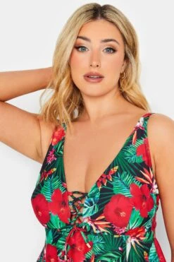 YOURS - Robe De Bain Verte & Rouge Tropical -GrandeTendance Boutique a791a8e9 e5d2 41 150307 D