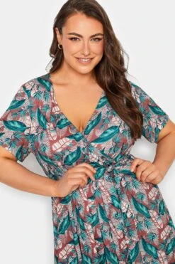 YOURS - Robe Maxi Cache-Coeur Verte & Rose Feuilles Tropicales Volanté 12 YOURS - Robe Maxi Cache-Coeur Verte & Rose Feuilles Tropicales Volanté -GrandeTendance Boutique a86455c9 ae16 41 302160 D