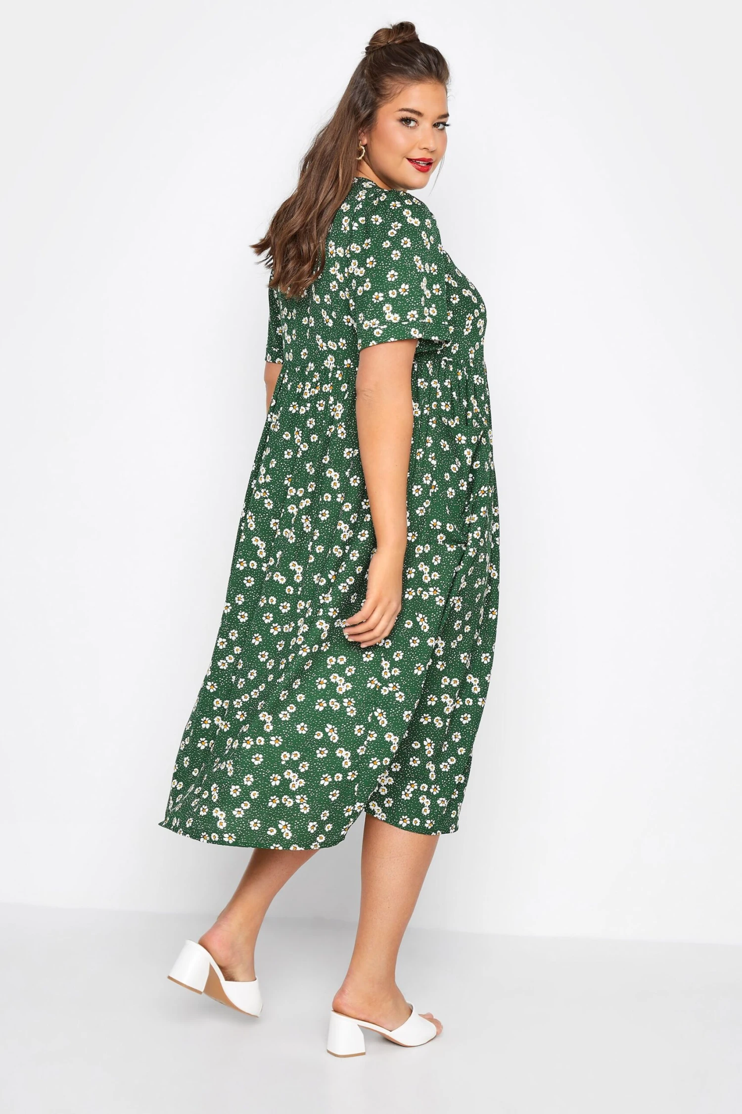 LIMITED COLLECTION - Robe Verte Floral & Pois Smocké 5 LIMITED COLLECTION - Robe Verte Floral & Pois Smocké – Image 3