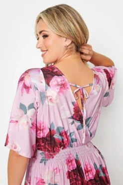 YOURS LONDON - Robe Plissée Rose Poudré Floral Longueur Maxi -GrandeTendance Boutique a97e042f a0c6 48 162124 E