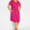YOURS - Robe Rose Fushia à Poches Taille Marquée -GrandeTendance Boutique a9881bbc c6b6 40 137304 A