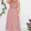 YOURS LONDON - Robe Rose Maxi En Mousseline Demoiselle D'Honneur -GrandeTendance Boutique aaacc7fa e9ab 43 161890 A
