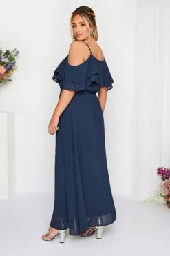 YOURS LONDON - Robe Bleue Marine Bardot Volanté Mousseline Demoiselle D'Honneur -GrandeTendance Boutique ab11bc80 fa3f 48 161879 C
