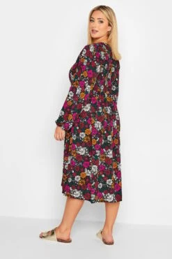 Robe Noire Floral Rétro Rose & Vert Manches En Ballons -GrandeTendance Boutique ab5fba7d af27 41 137240 C