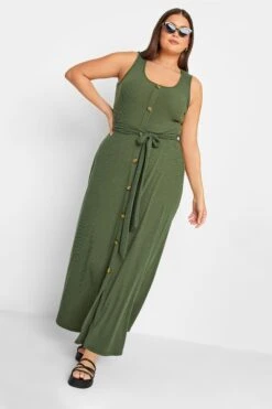 YOURS - Robe Verte Kaki Boutonnée Maxi En Jersey -GrandeTendance Boutique ab6ba482 a89d 4e 137542 B