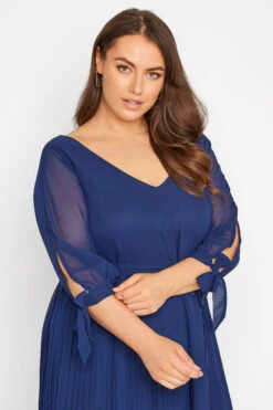 YOURS LONDON - Robe Midi Bleue Marine Plissée Volantée -GrandeTendance Boutique abab5ba1 a731 46 161287 D