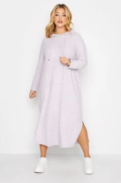 Robe-Pull Lavande à Capuche Toucher Doux