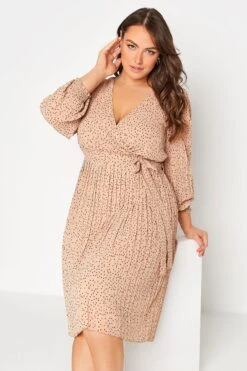 YOURS LONDON - Robe Beige à Pois Cache-Coeur -GrandeTendance Boutique acf75779 aa15 49 161192 D