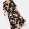 YOURS - Robe Midaxi Noire Floral Rose Coupe Volantée 2 YOURS - Robe Midaxi Noire Floral Rose Coupe Volantée -GrandeTendance Boutique ad764a3a 573a 4b 137328 B