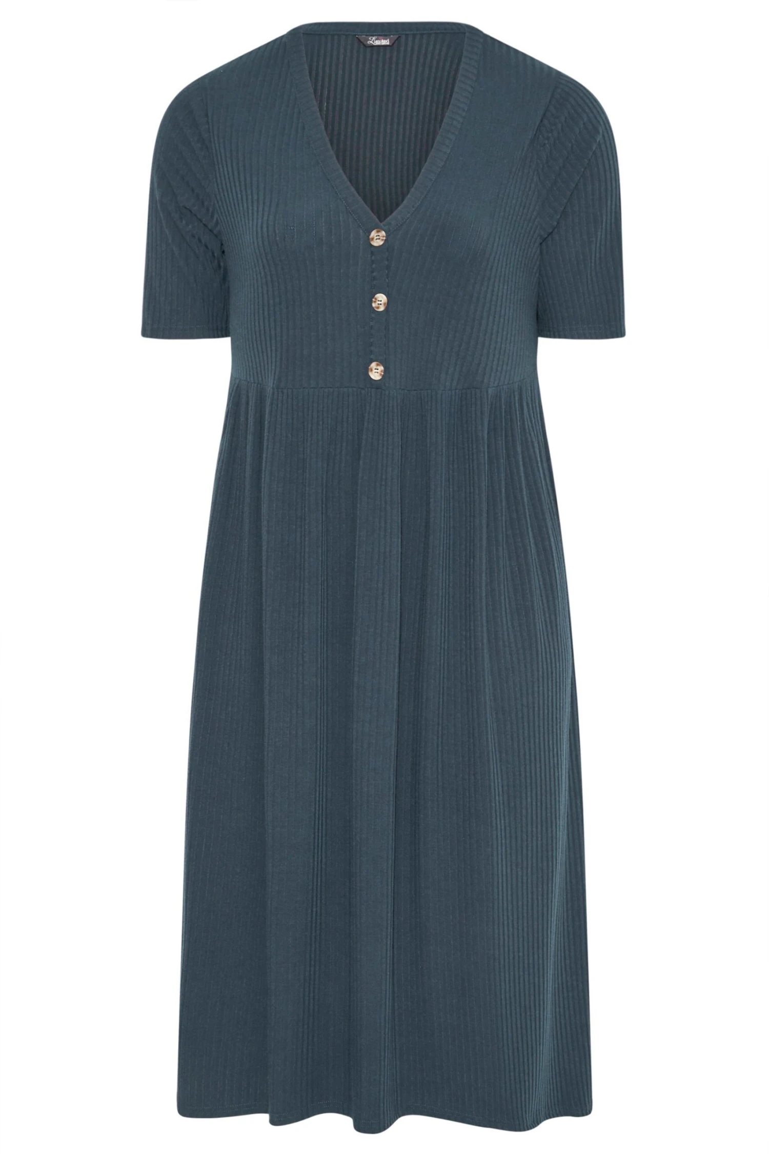 LIMITED COLLECTION - Robe Midi Bleue Marine Nervuré Peplum 8 LIMITED COLLECTION - Robe Midi Bleue Marine Nervuré Peplum – Image 6