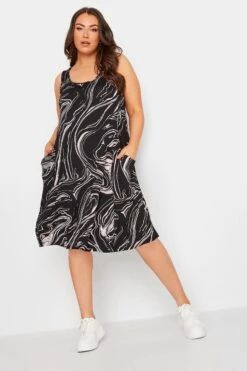 Robe Noire Marbrée Sans Manches Midi En Jersey à Poches -GrandeTendance Boutique ae6f60fe 697e 47 137535 B