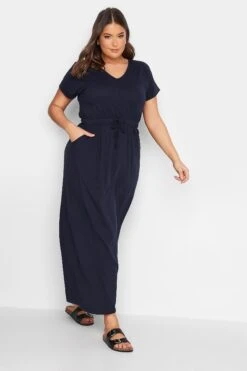 YOURS - Robe Bleue Marine Maxi Manches Courtes