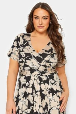 YOURS - Robe Maxi Noire & Beige Floral Cache-Coeur -GrandeTendance Boutique afbbad0f 7404 45 137435 D