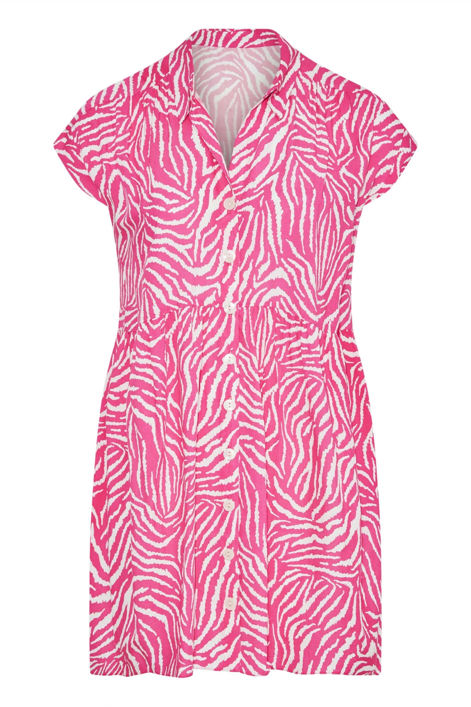 YOURS LONDON - Robe Rose Zébré Volantée Boutonnée 7 YOURS LONDON - Robe Rose Zébré Volantée Boutonnée – Image 5