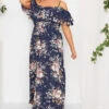 YOURS LONDON - Robe Bleue Marine Floral Style Bardot Demoiselle D'Honneur -GrandeTendance Boutique b10a7c32 4316 4a 161955 A