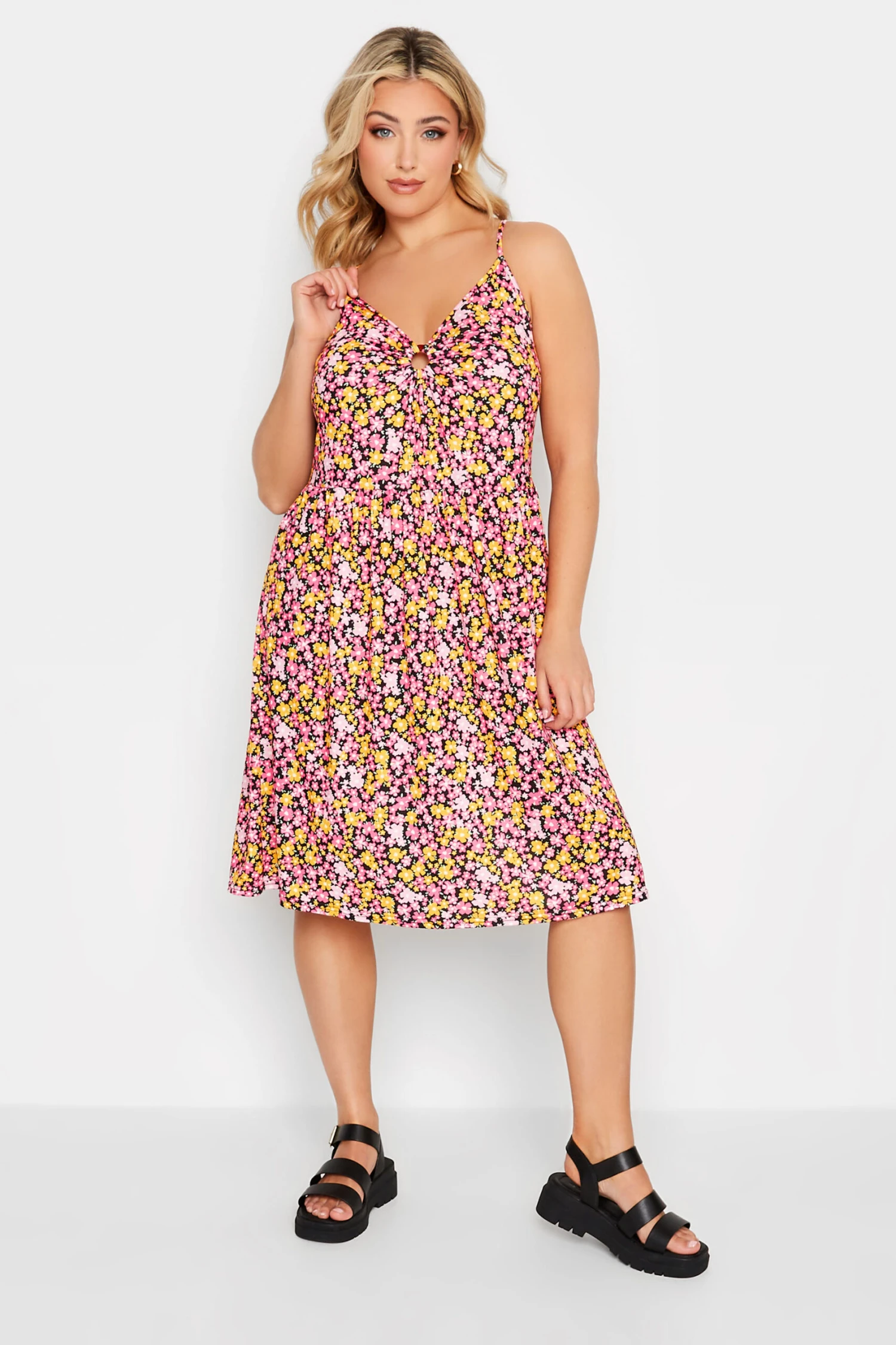 LIMITED COLLECTION - Robe Midi Rose & Jaune Floral 3 LIMITED COLLECTION - Robe Midi Rose & Jaune Floral