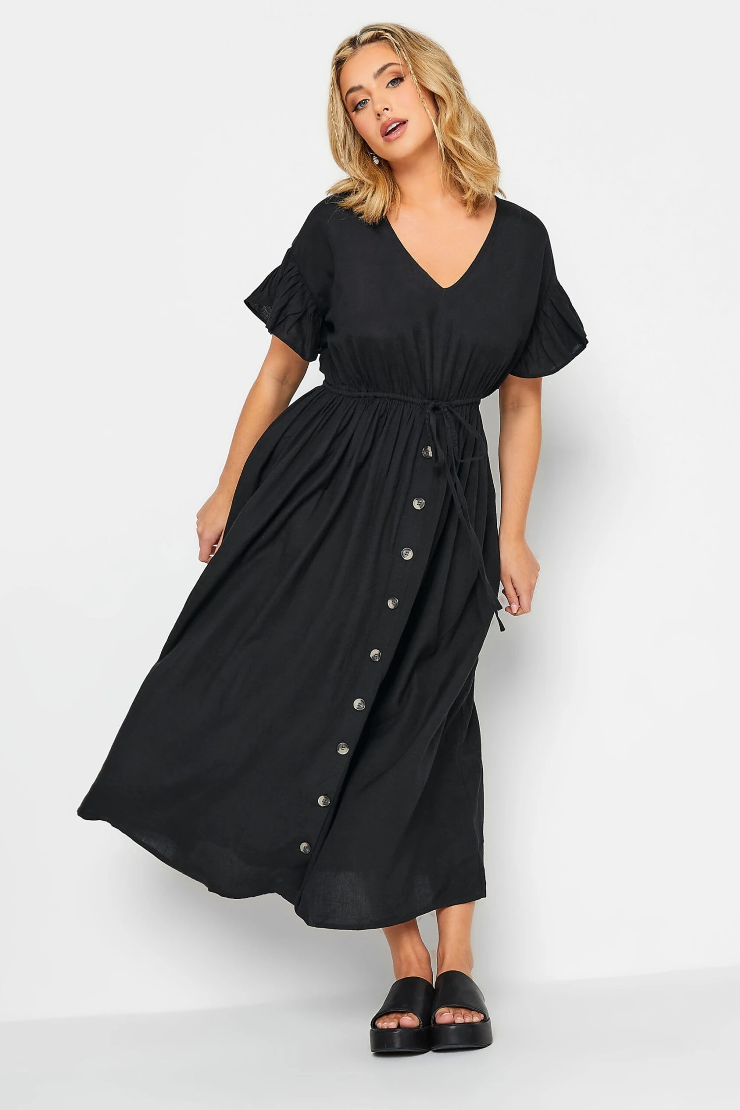 LIMITED COLLECTION - Robe Noire Smocké Boutonnée Longueur Maxi 3 LIMITED COLLECTION - Robe Noire Smocké Boutonnée Longueur Maxi
