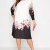 YOURS LONDON - Robe Blanche Bordure Noire & Floral
