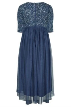LUXE - Robe Bleue Marine Empiècement Sequin & Tulle -GrandeTendance Boutique b5078488 11b1 4e 161156 BK