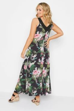 YOURS LONDON - Robe En Jersey Maxi Verte & Rose Tropical -GrandeTendance Boutique b609cb94 cc12 48 162186 C