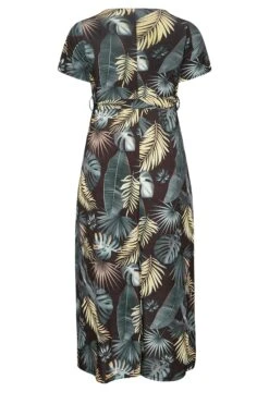 YOURS - Robe Midaxi Noire Cache-Coeur Tropicale -GrandeTendance Boutique b62a9352 5c7e 4b 301986 Y