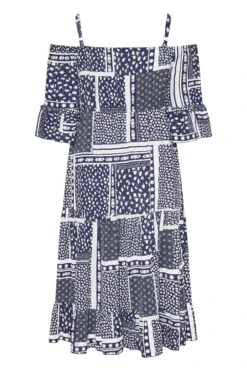 LIMITED COLLECTION - Robe Bleue Marine & Blanche Bardot En Patchwork -GrandeTendance Boutique b6364ad3 08dd 4b 217037 Y