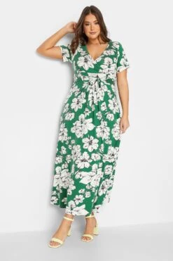 YOURS - Robe Verte Maxi Cache-Coeur Imprimé Floral