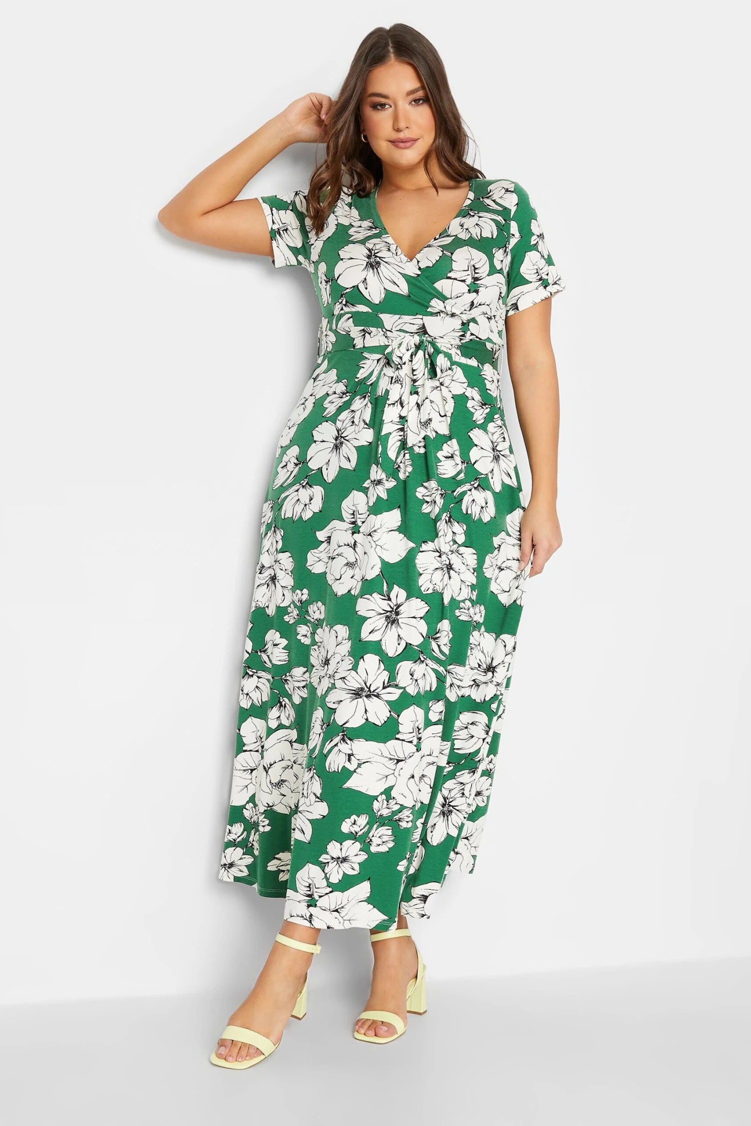 YOURS - Robe Verte Maxi Cache-Coeur Imprimé Floral 3 YOURS - Robe Verte Maxi Cache-Coeur Imprimé Floral