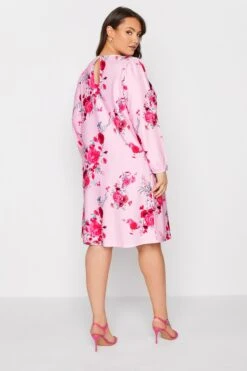 YOURS LONDON - Robe Rose Coupe Droite En Floral -GrandeTendance Boutique b858d5ea a35a 4d 161475 C