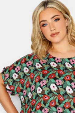 YOURS - Robe Verte Floral Coupe Droite -GrandeTendance Boutique b86a9fb5 fc8c 49 137530 D