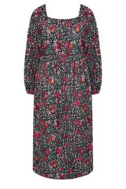 LIMITED COLLECTION - Robe Noire Multi-Floral Rose Manches Longues -GrandeTendance Boutique b8be0fcc cf14 4c 215144 Y