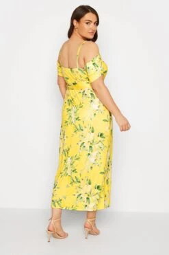 YOURS LONDON - Robe Jaune Floral Design Bardot -GrandeTendance Boutique b9537510 13d1 49 161530 C