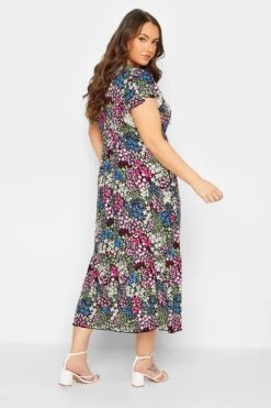 YOURS - Robe Maxi Noire & Verte Cache-Coeur Petites Fleurs Manches Volantées -GrandeTendance Boutique b9afe057 9737 4f 301889 C