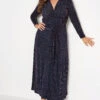 YOURS LONDON - Robe Maxi Bleue Marine Paillettée Plissée