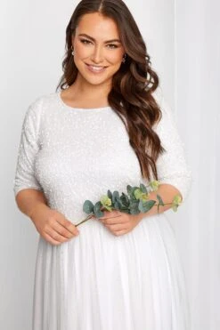 LUXE - Robe Blanche Empiècement Sequin & Tulle -GrandeTendance Boutique bad81f88 4c76 4e 161987 D