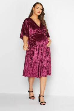 BUMP IT UP MATERNITY - Robe Midi Rose Foncé Velours