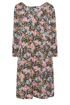 LIMITED COLLECTION - Robe Midi Noire Floral Rose Manches Longues -GrandeTendance Boutique bbedbc8c b69d 4c 214909 X