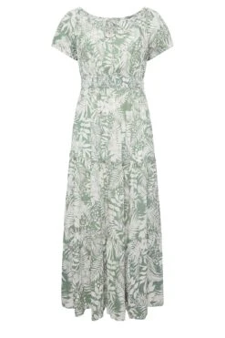 Robe Verte Maxi Imprimé Floral Tropical Manches Courtes -GrandeTendance Boutique bc05a9df c9ce 4a 137422 X