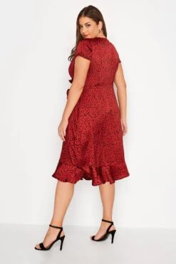 Robe Rouge Satinée Imprimé Dalmatien Volanté -GrandeTendance Boutique bd7037a6 cd05 4e 161613 C