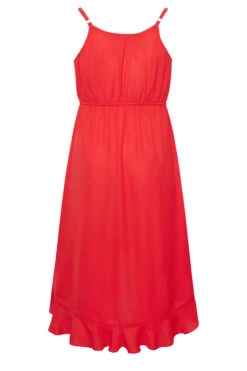 LIMITED COLLECTION - Robe Rouge Midi Fines Bretelles Coupe Volanté -GrandeTendance Boutique be20212f 6d92 44 215534 Y