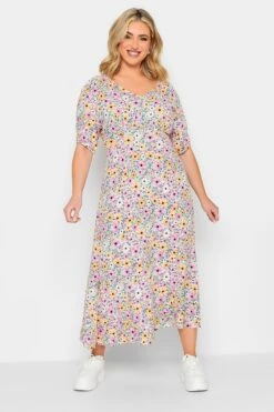 YOURS PETITE - Robe Maxi Floral Rose & Orange Manches Courtes -GrandeTendance Boutique c0f7de20 84b9 4a 174568 B