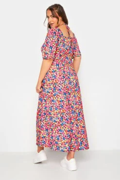 LIMITED COLLECTION - Robe Maxi Rose & Bleue Floral Manches Courtes -GrandeTendance Boutique c164e987 80b0 44 215758 C