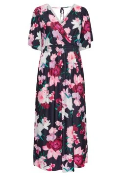 YOURS LONDON - Robe Plissée Bleue Marine Floral Longueur Maxi -GrandeTendance Boutique c1735487 ebdb 42 162125 X