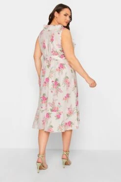 YOURS LONDON - Robe Blanche Floral Rose Cache-Coeur Volanté -GrandeTendance Boutique c17afcb8 04fe 4f 162052 C