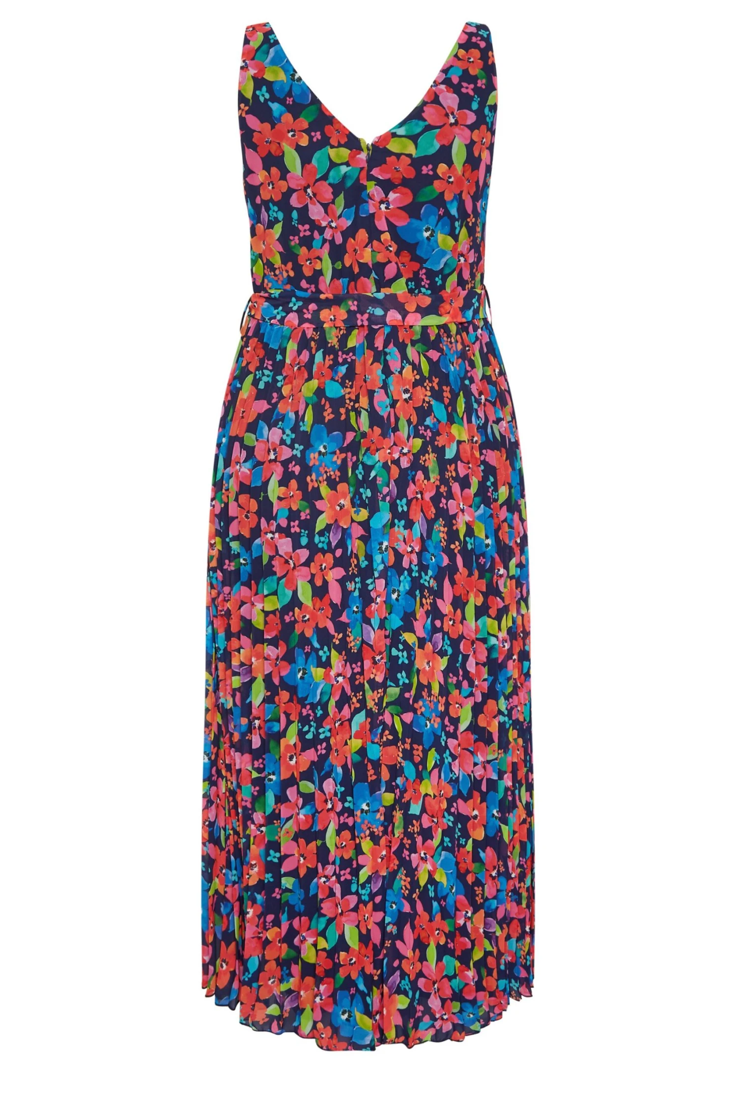YOURS LONDON - Robe Bleue & Rouge Floral Maxi Plissée 10 YOURS LONDON - Robe Bleue & Rouge Floral Maxi Plissée – Image 8