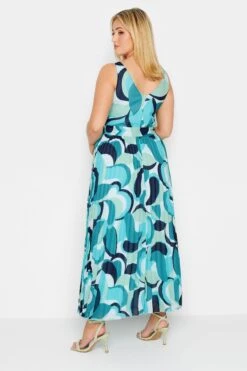 YOURS LONDON - Robe Bleue Maxi Imprimé Abstrait Plissée -GrandeTendance Boutique c285ef10 10c7 40 162057 C
